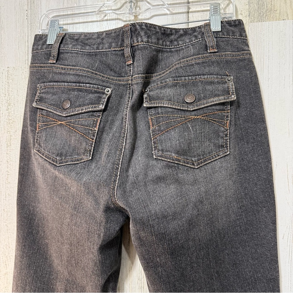 LOFT Curvy Boot Wide Leg Brown Black Dusty Denim Jeans Low Rise - Picture 12 of 14